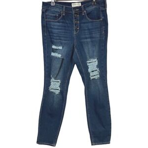 Mudd Jeans 15 Dark Blue Distressed Skinny Button Fly Vintage Stretch Flx Denim‎